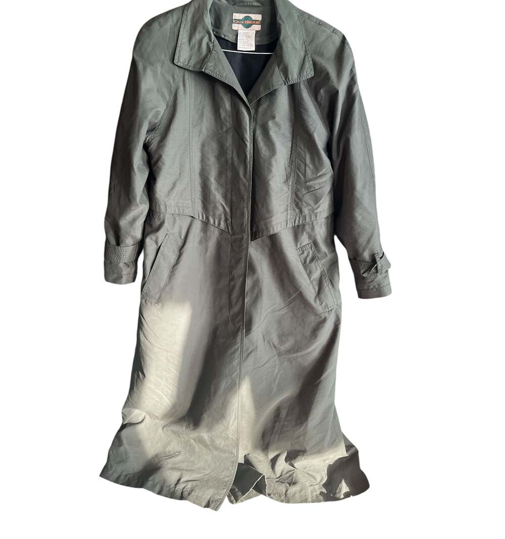 Vintage Out Brook Sage Green Lined Longline Trench Coat